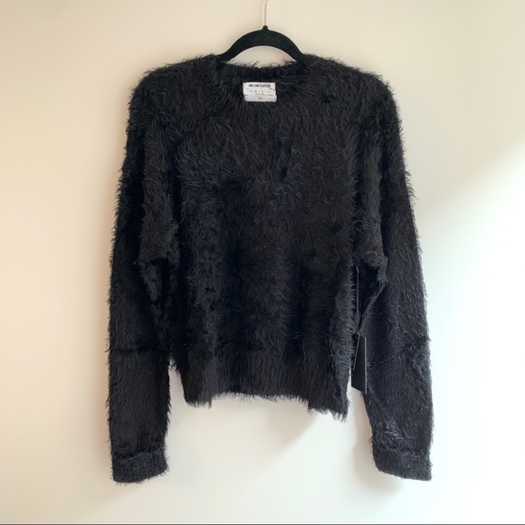 Revolve One Teaspoon Sugarloaf Fuzzy Crop Knit Sweater Black Size S NWT - Picture 3 of 16